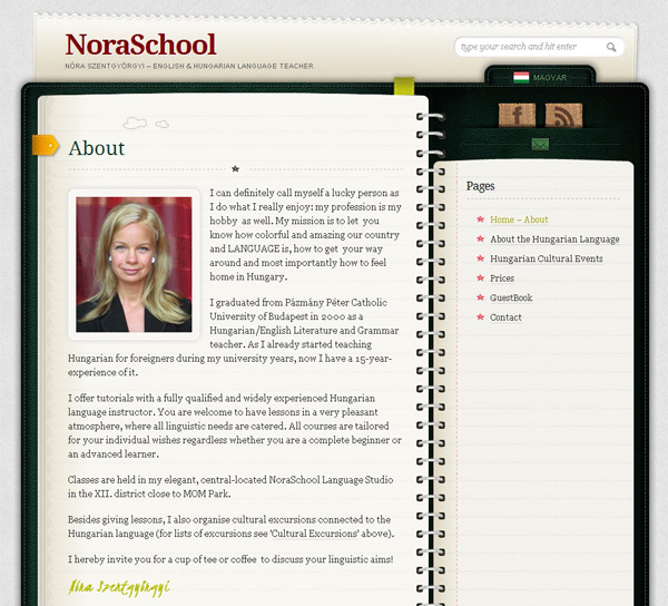 HTML 5-ös honlap a NoraSchool számára