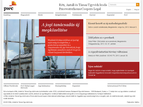 Reszponzív honlap a Réti, Antall és Társai Ügyvédi Irodának